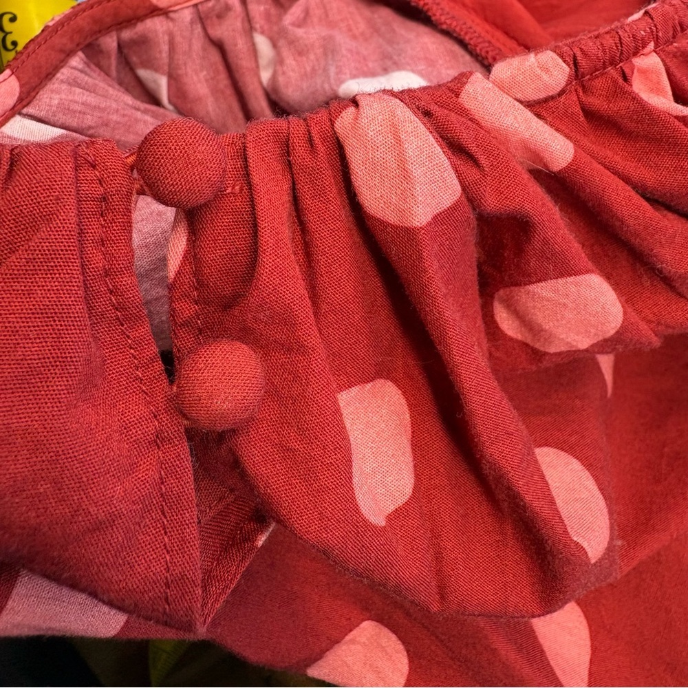 Maeve by Anthropologie Bubble Poplin Crop Top Red Polka Dot Women's Size Medium - Picture 2 of 12